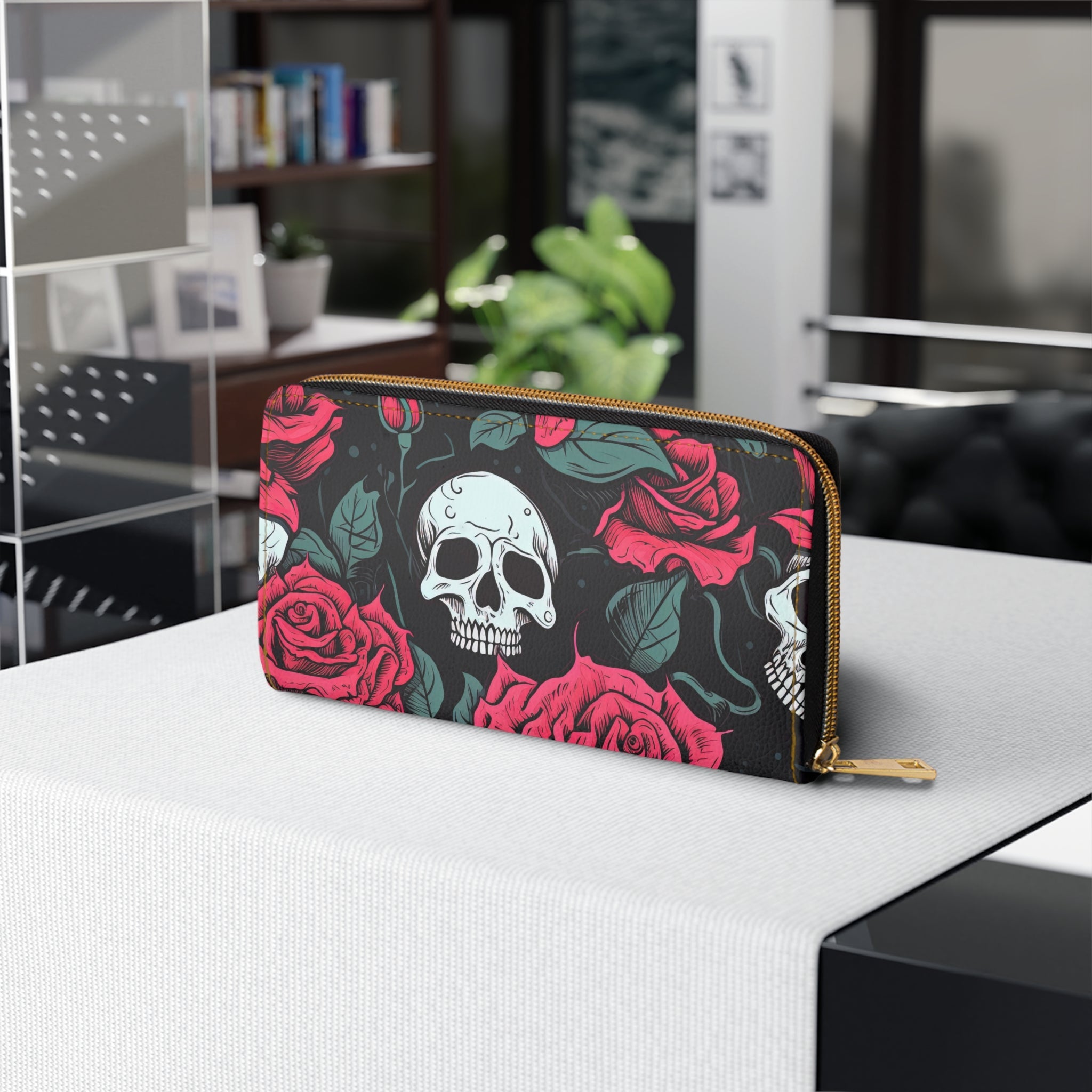 Pink Punk Skull Zippered Wallet
