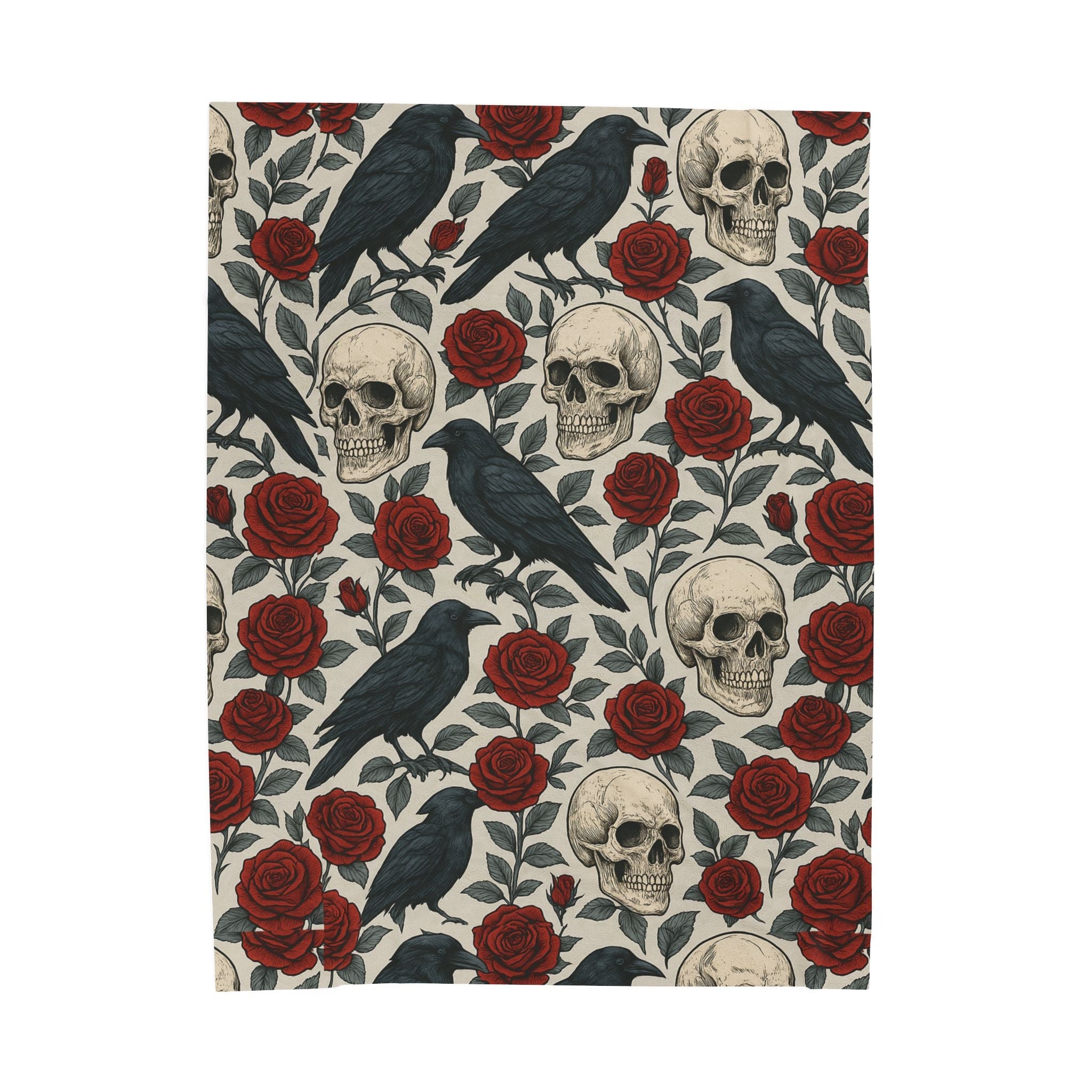 Gothic Skull & Rose Throw Blanket