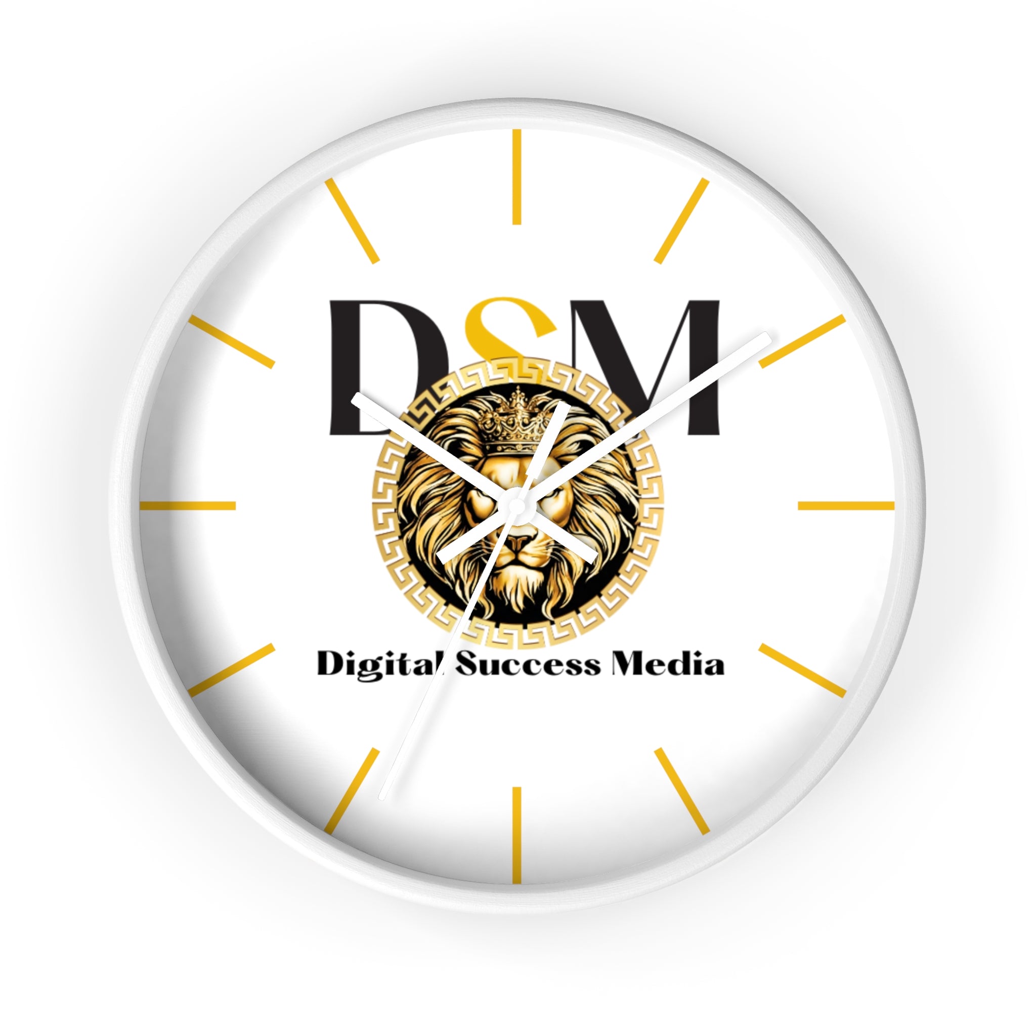 Digital Success Media Lion Logo Wall Clock — Black & Gold Office Decor