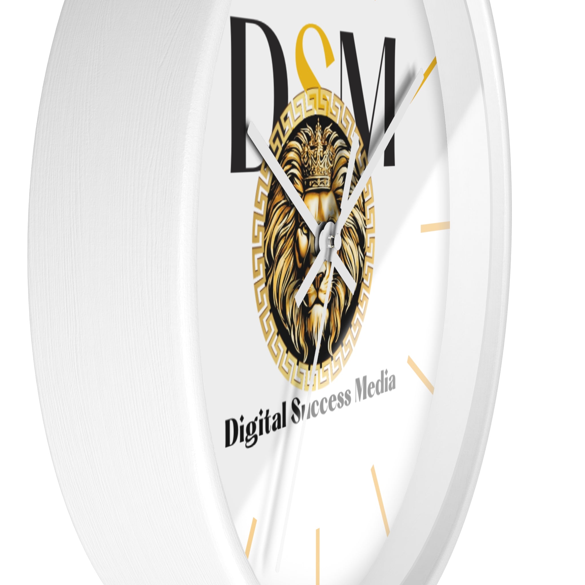 Digital Success Media Lion Logo Wall Clock — Black & Gold Office Decor