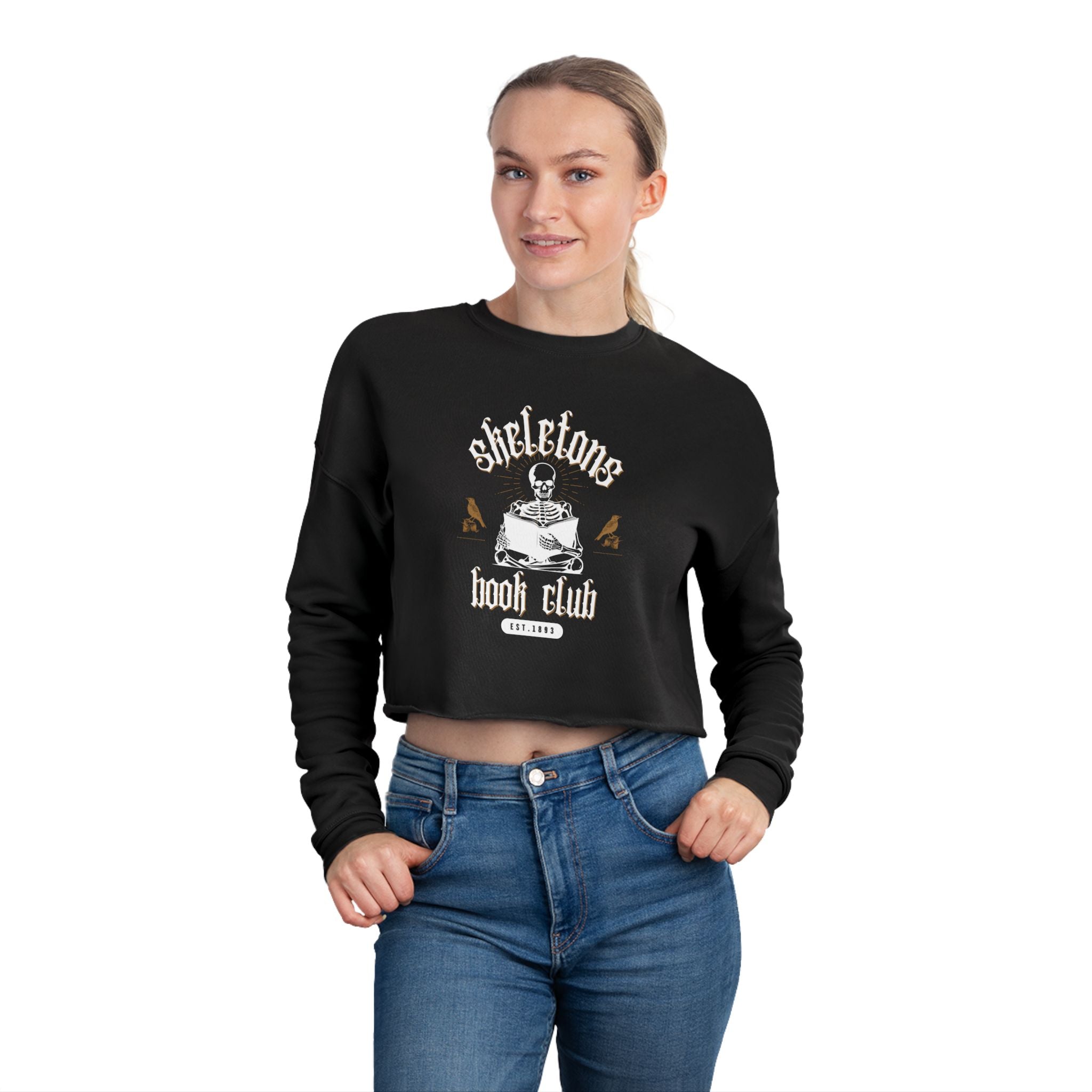 Skeletons Book Club Women's Cropped Sweatshirt
