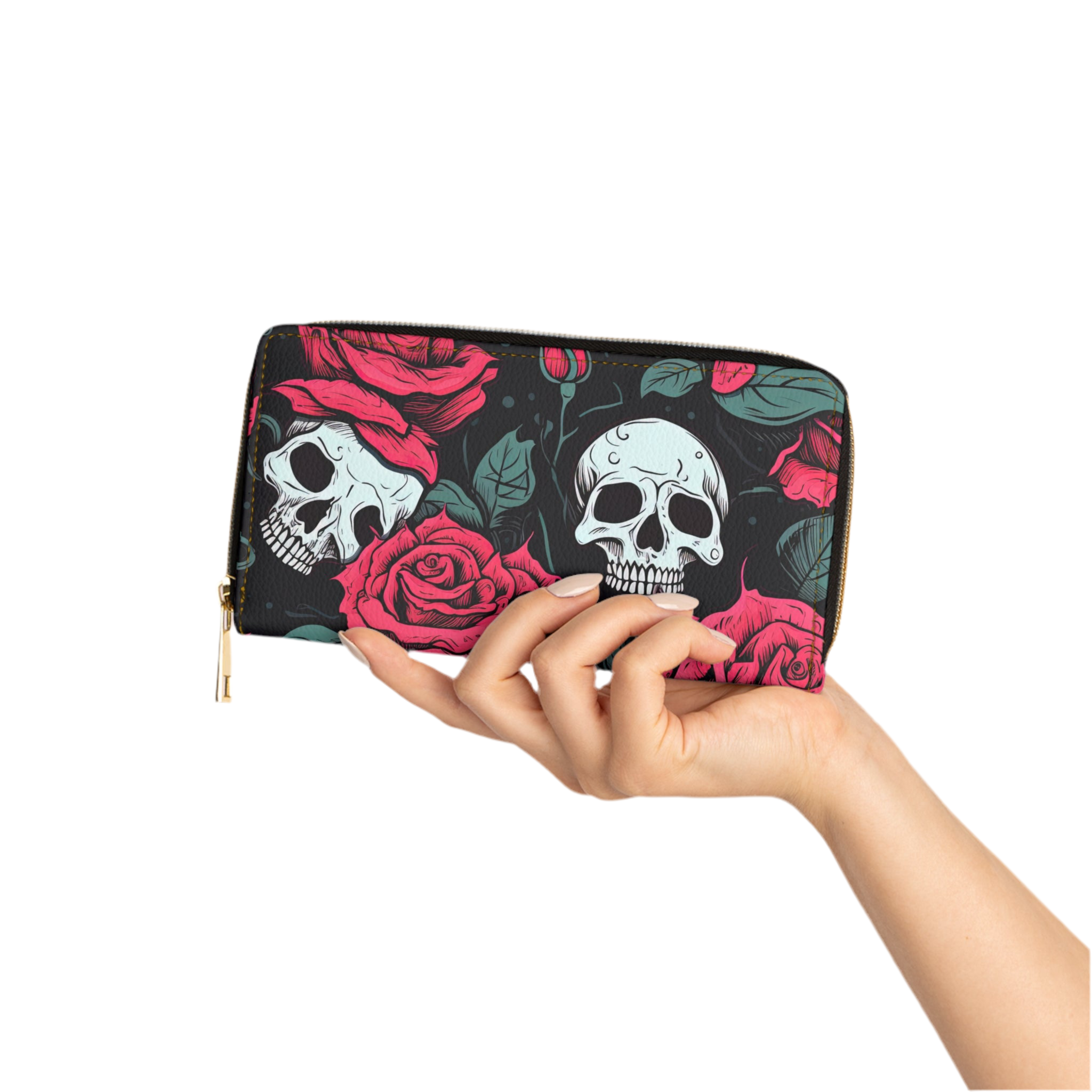 Pink Punk Skull Zippered Wallet