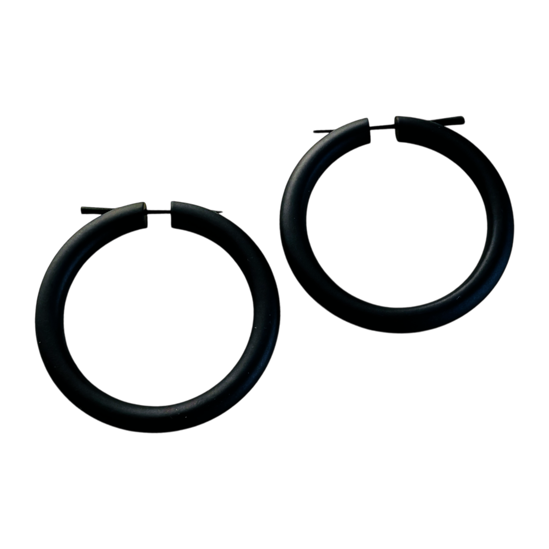 Wooden hoop black earrings for women boho