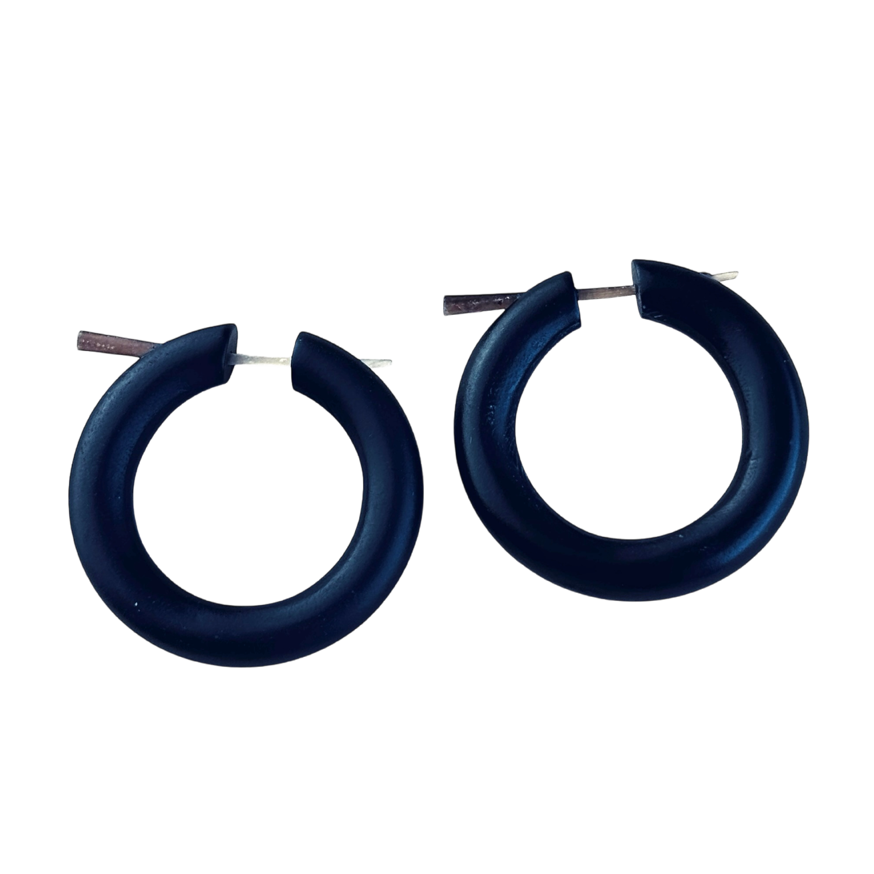 Wooden hoop black earrings for women boho