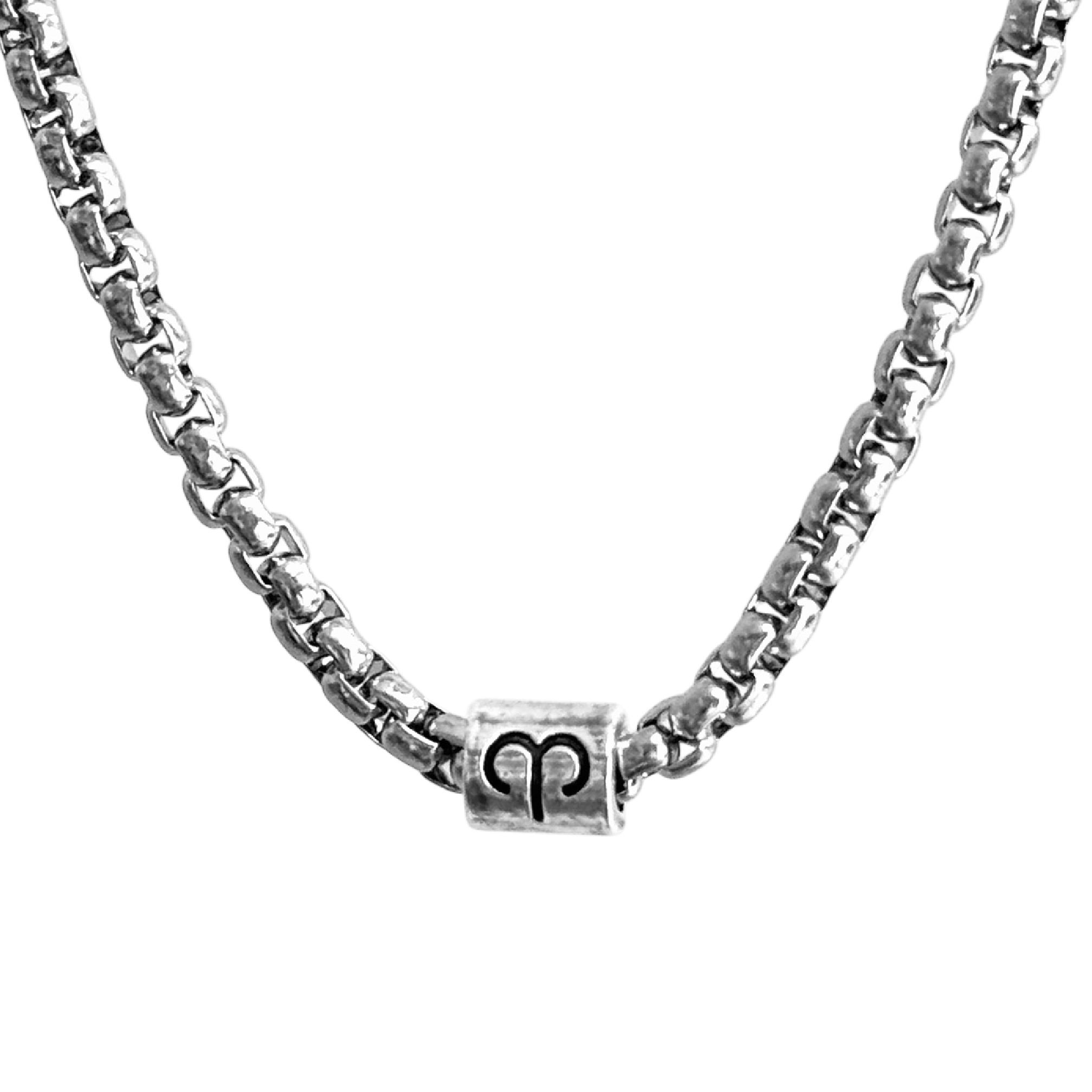 Horoscope stainless steel box chain zodiac necklace
