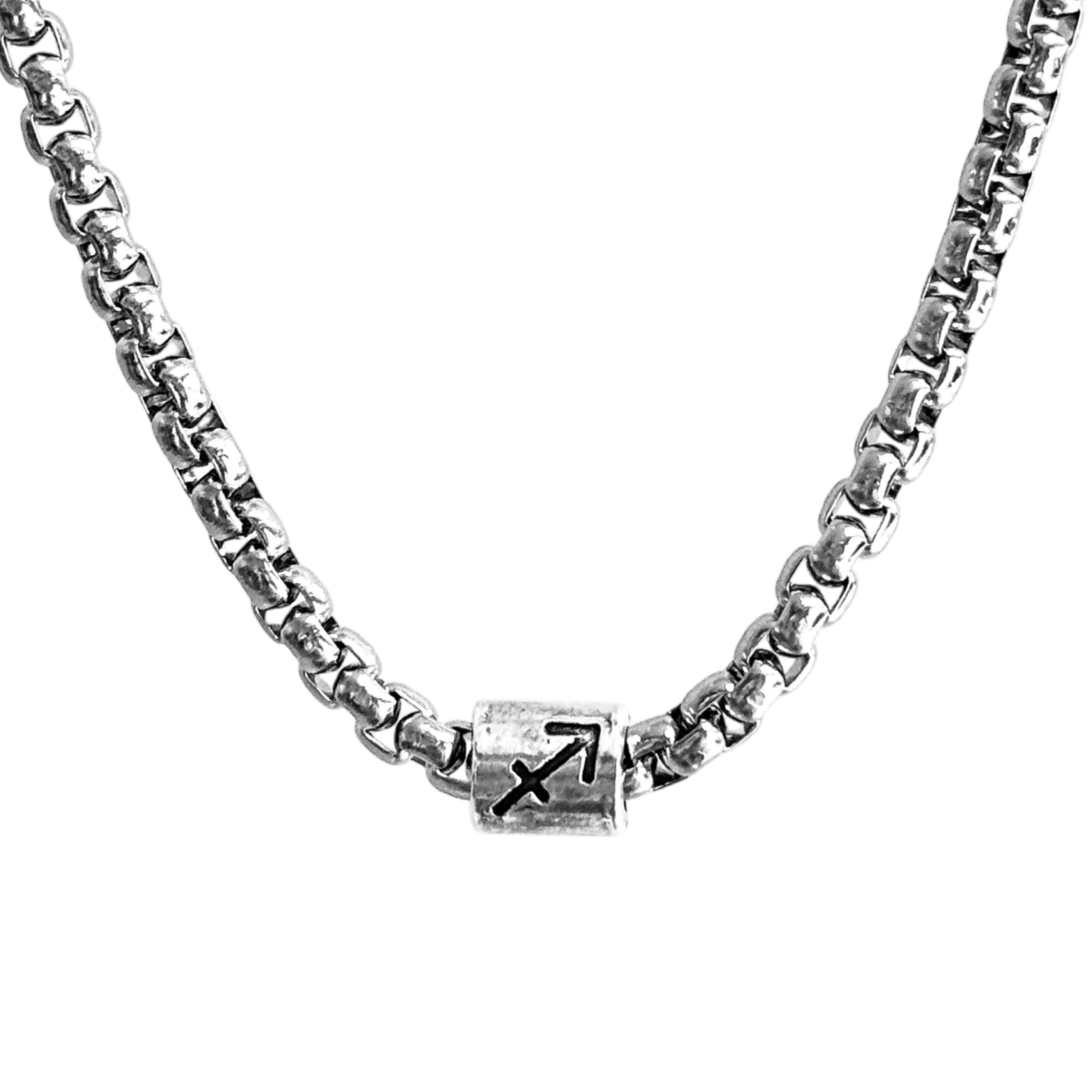 Horoscope stainless steel box chain zodiac necklace