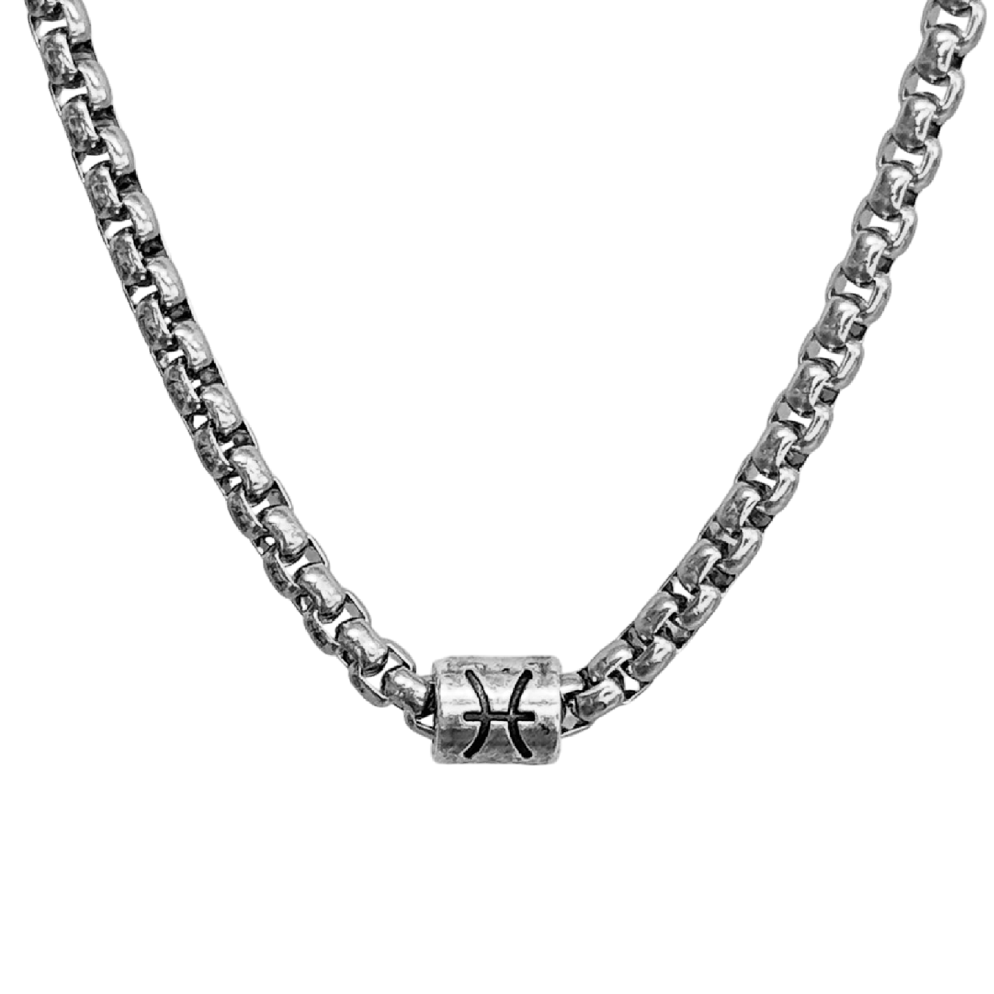 Horoscope stainless steel box chain zodiac necklace