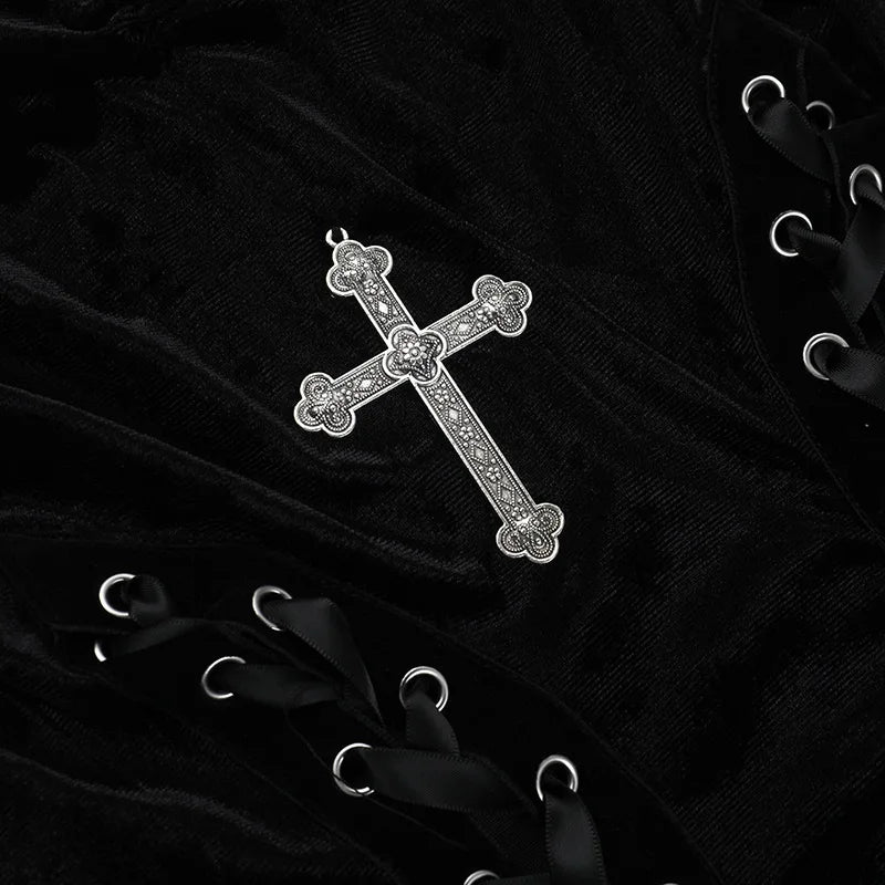 Velvet High Split Cross Dress