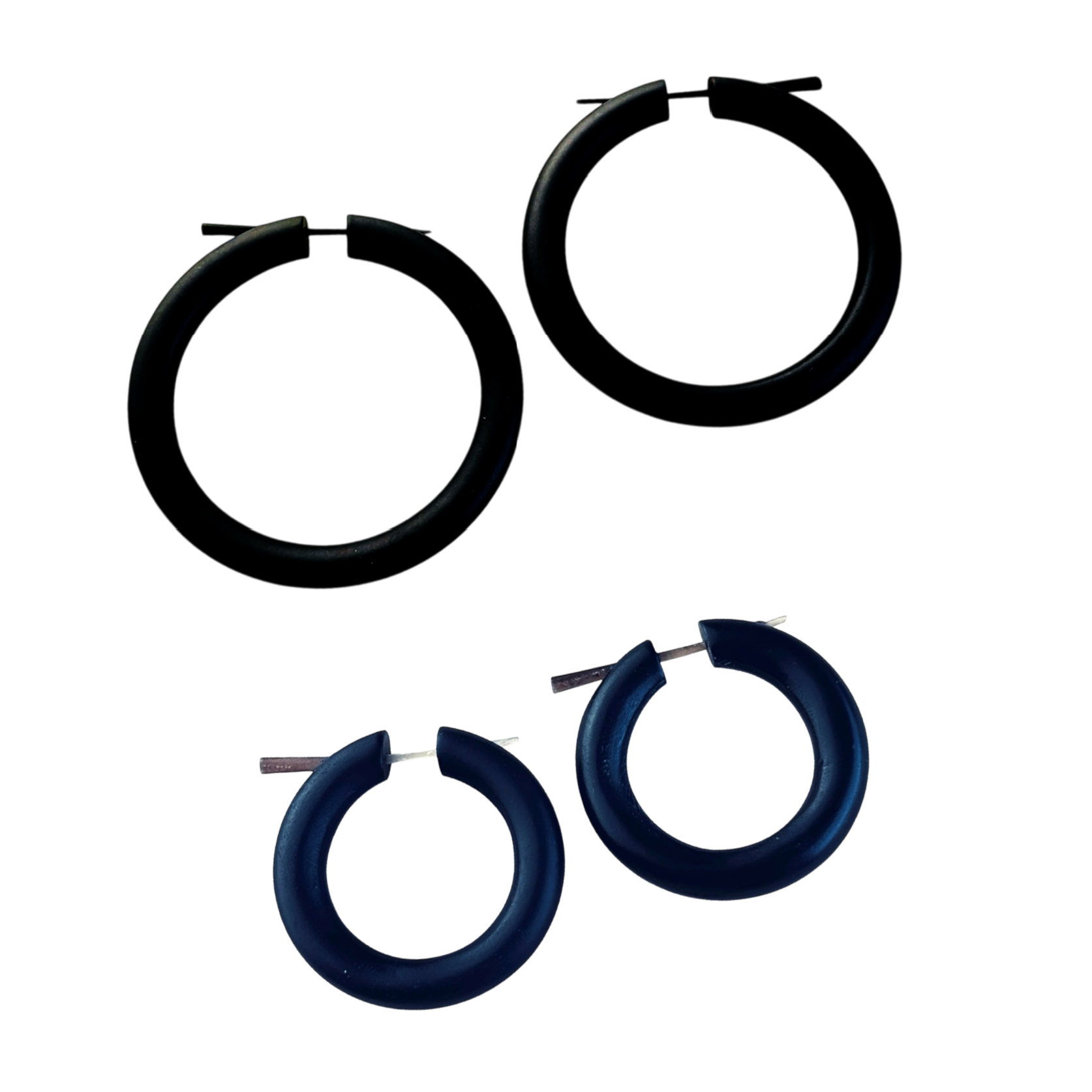 Wooden hoop black earrings for women boho