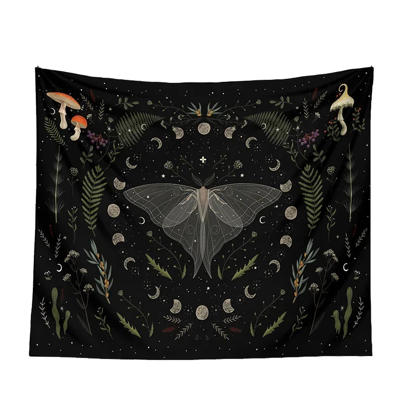 Moon Phase Black Tapestries