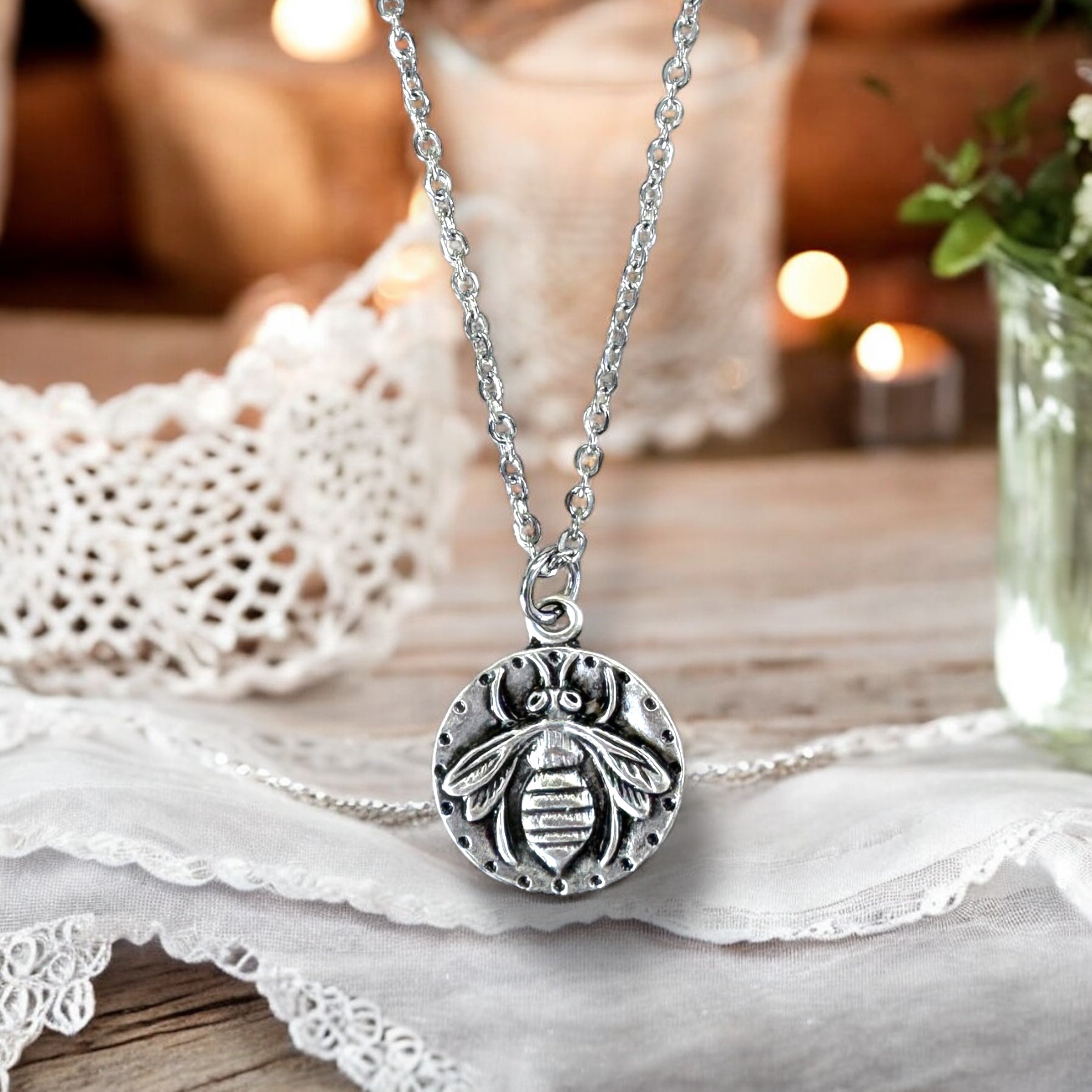 Bee coin necklace