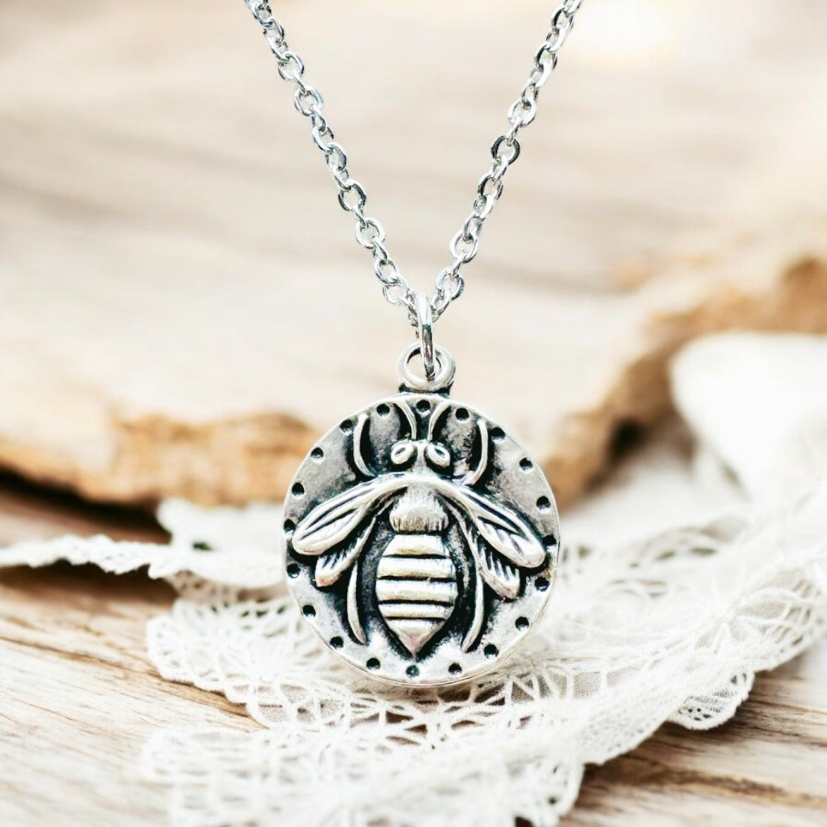 Bee coin necklace