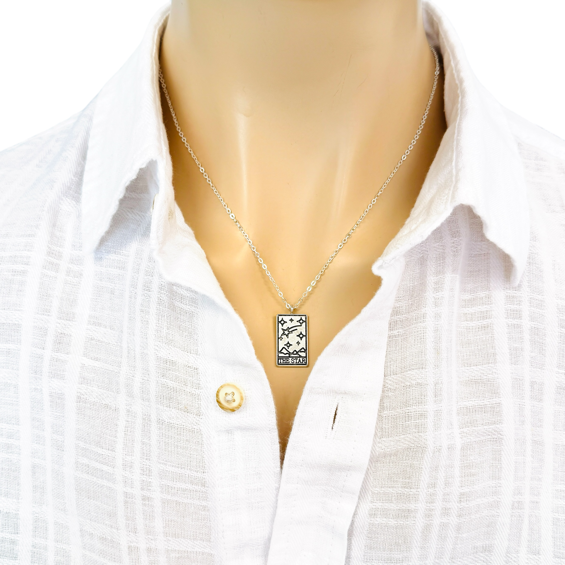 Tarot card necklace, sun, moon, star, fortune, silver magic jewelry