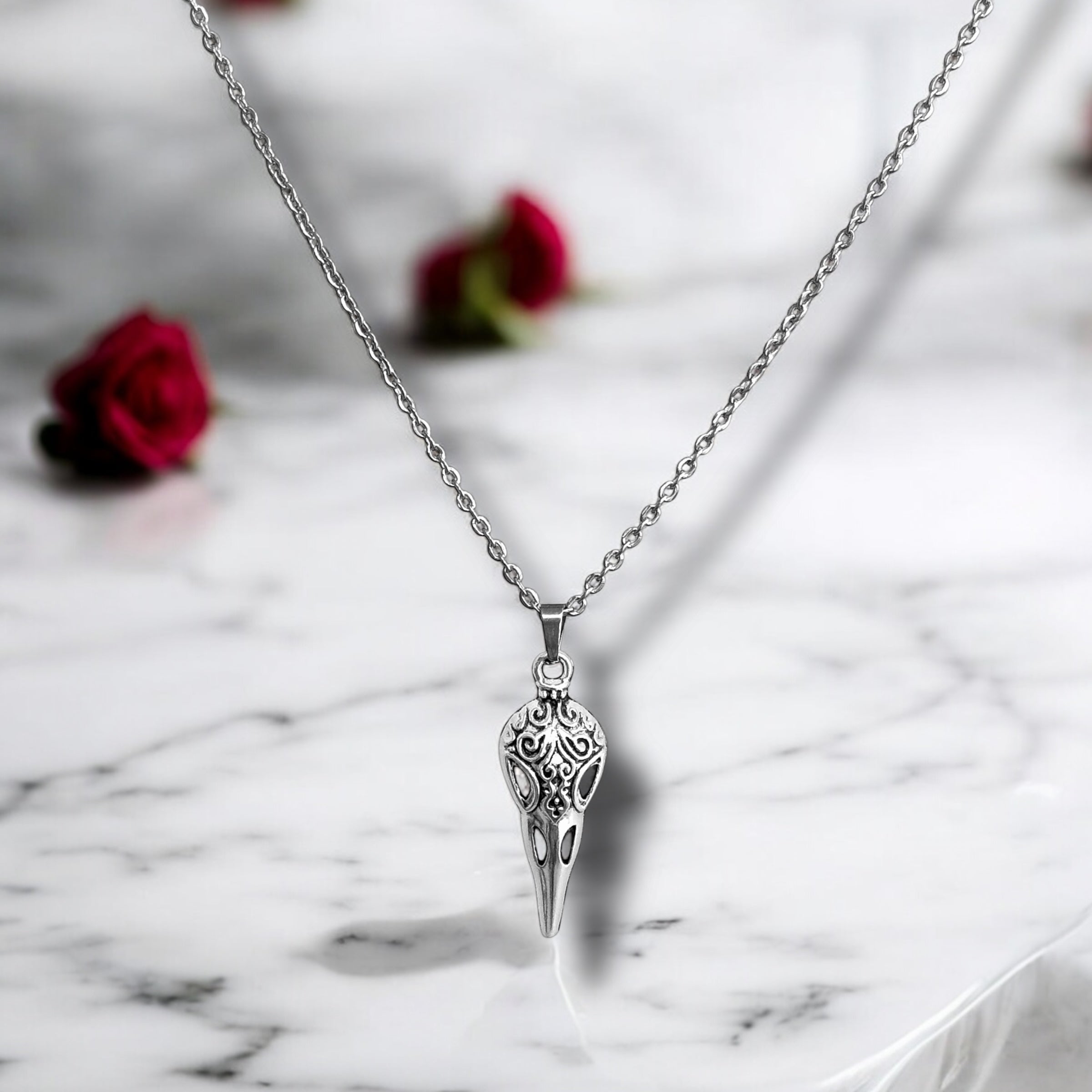 Bird skull necklace stainless steel