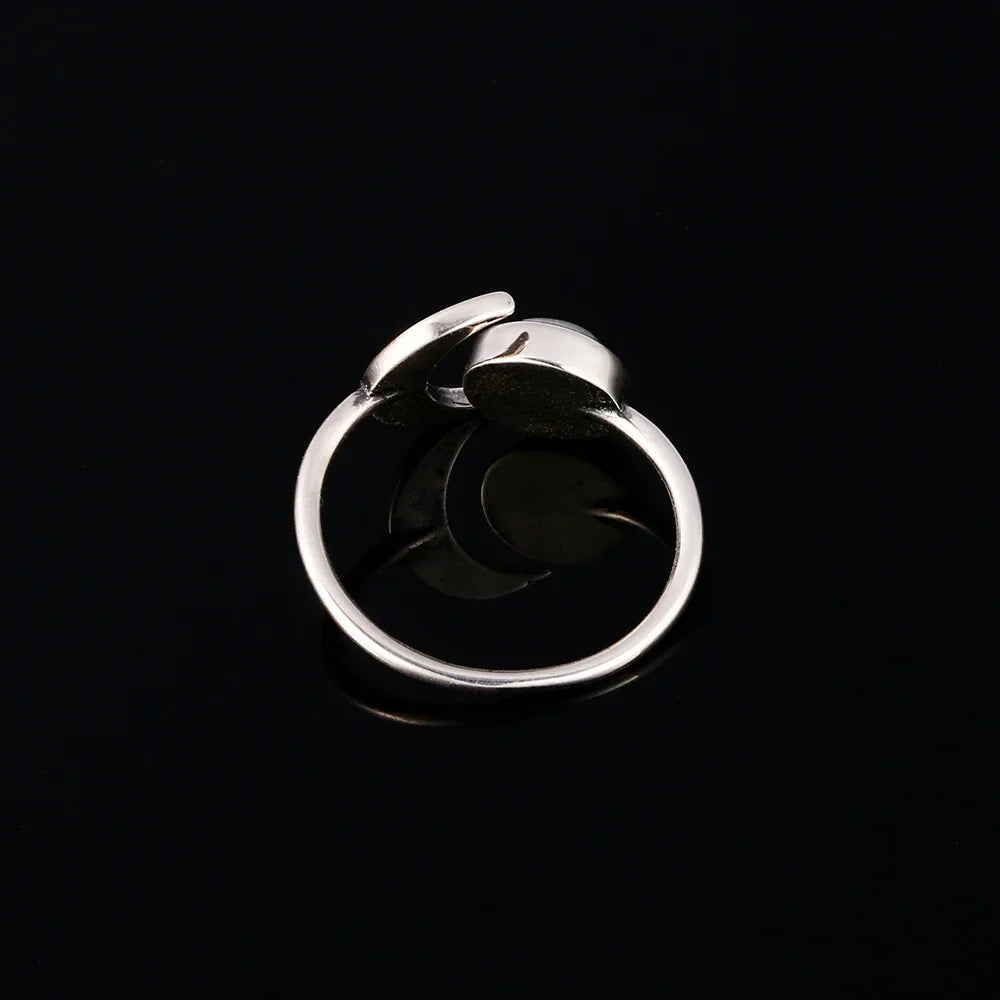 Sterling Silver Crescent Moon Crystal Rings
