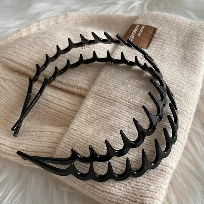 2pcs Fashion Wave Headbands for Women Solid Color Toothed Non-slip Hair Bands Girl Face Wash Sports Hairbands Hair Accessories