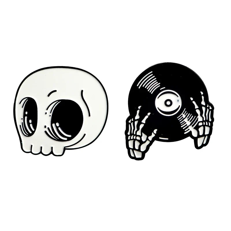 Skeleton Skull Enamel Brooch Pin Punk Jewelry Gift