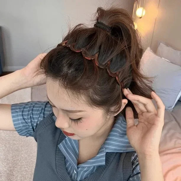 2pcs Fashion Wave Headbands for Women Solid Color Toothed Non-slip Hair Bands Girl Face Wash Sports Hairbands Hair Accessories