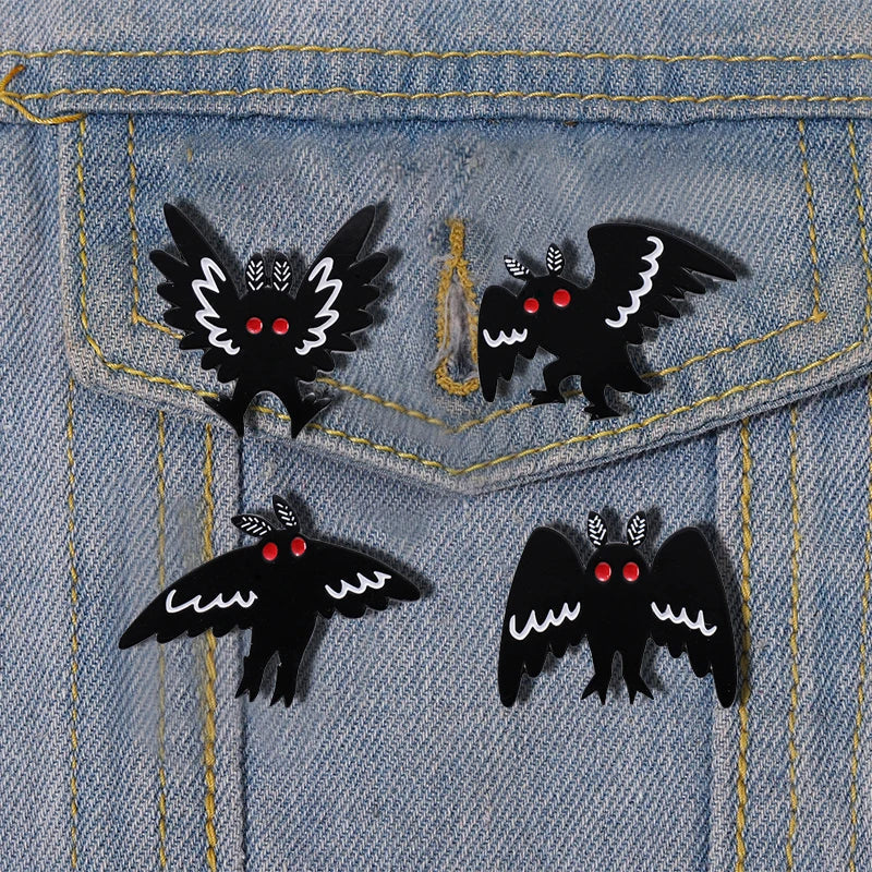 Black Moth Man Enamel Pin Mysterious Creature Brooch Punk Lapel Jewelry Gift