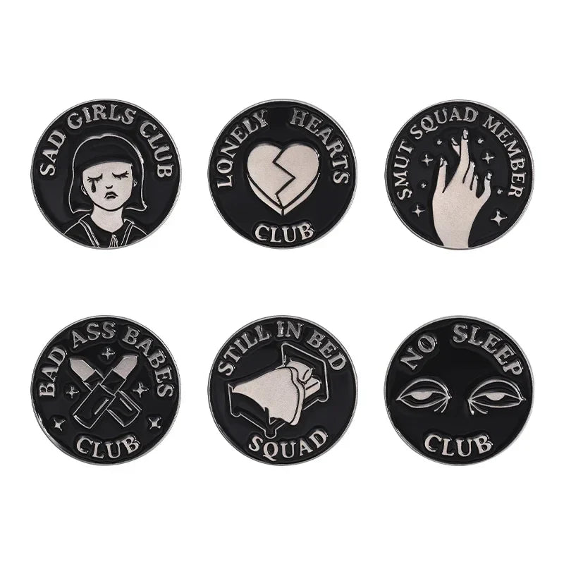 SAD GIRLS CLUB Enamel Pins Punk Brooches Backpack Lapel Badges Jewelry Accessories