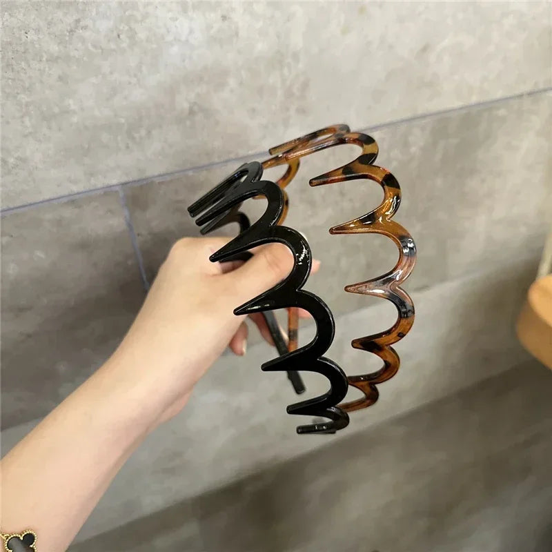 2pcs Fashion Wave Headbands for Women Solid Color Toothed Non-slip Hair Bands Girl Face Wash Sports Hairbands Hair Accessories