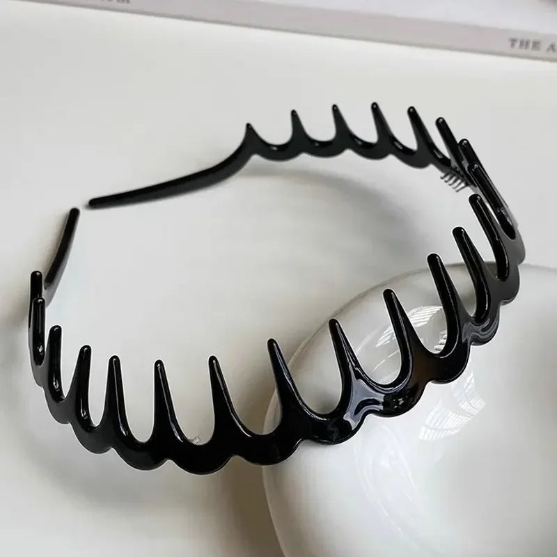 2pcs Fashion Wave Headbands for Women Solid Color Toothed Non-slip Hair Bands Girl Face Wash Sports Hairbands Hair Accessories