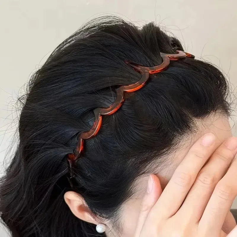2pcs Fashion Wave Headbands for Women Solid Color Toothed Non-slip Hair Bands Girl Face Wash Sports Hairbands Hair Accessories