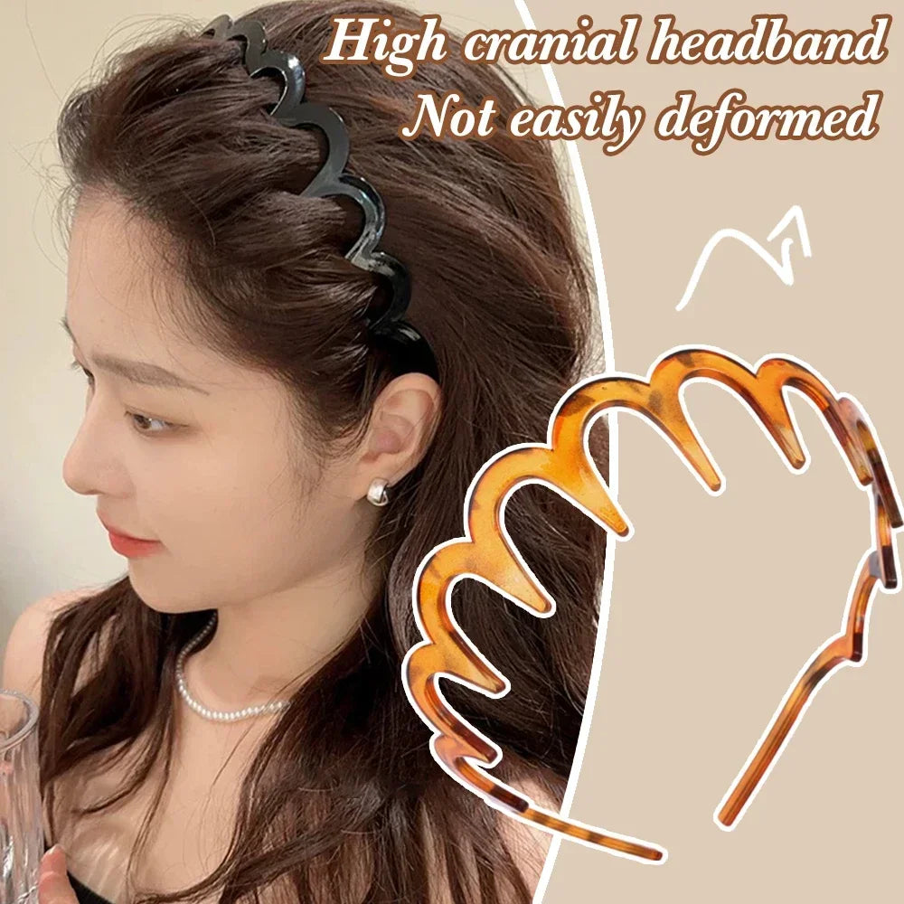 2pcs Fashion Wave Headbands for Women Solid Color Toothed Non-slip Hair Bands Girl Face Wash Sports Hairbands Hair Accessories