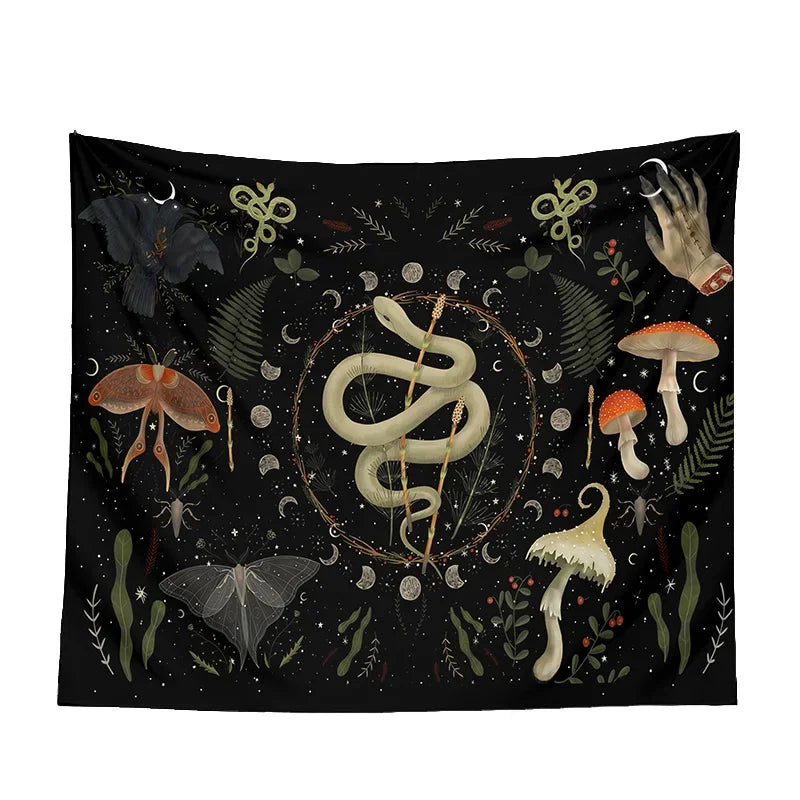 Moon Phase Black Tapestries