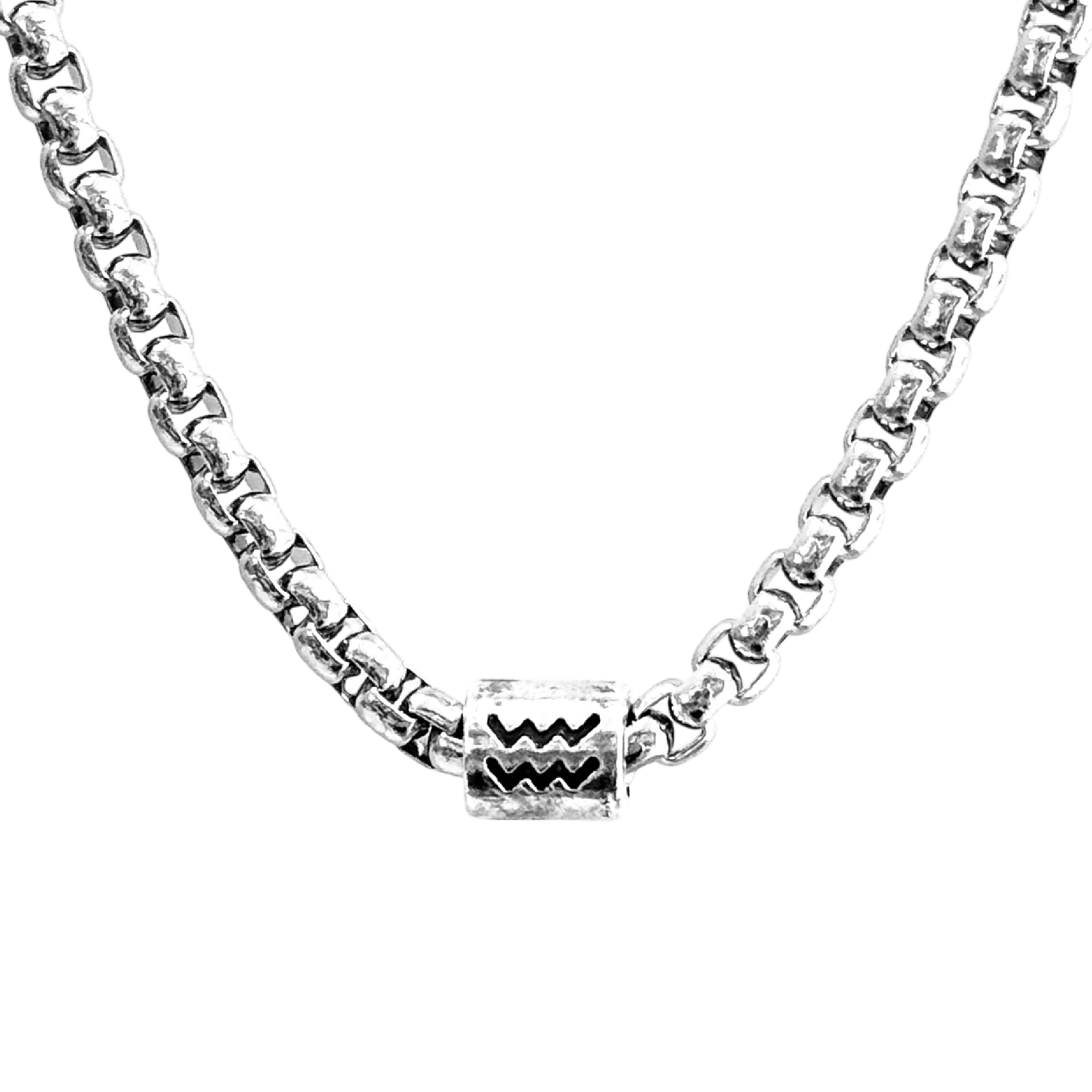 Horoscope stainless steel box chain zodiac necklace