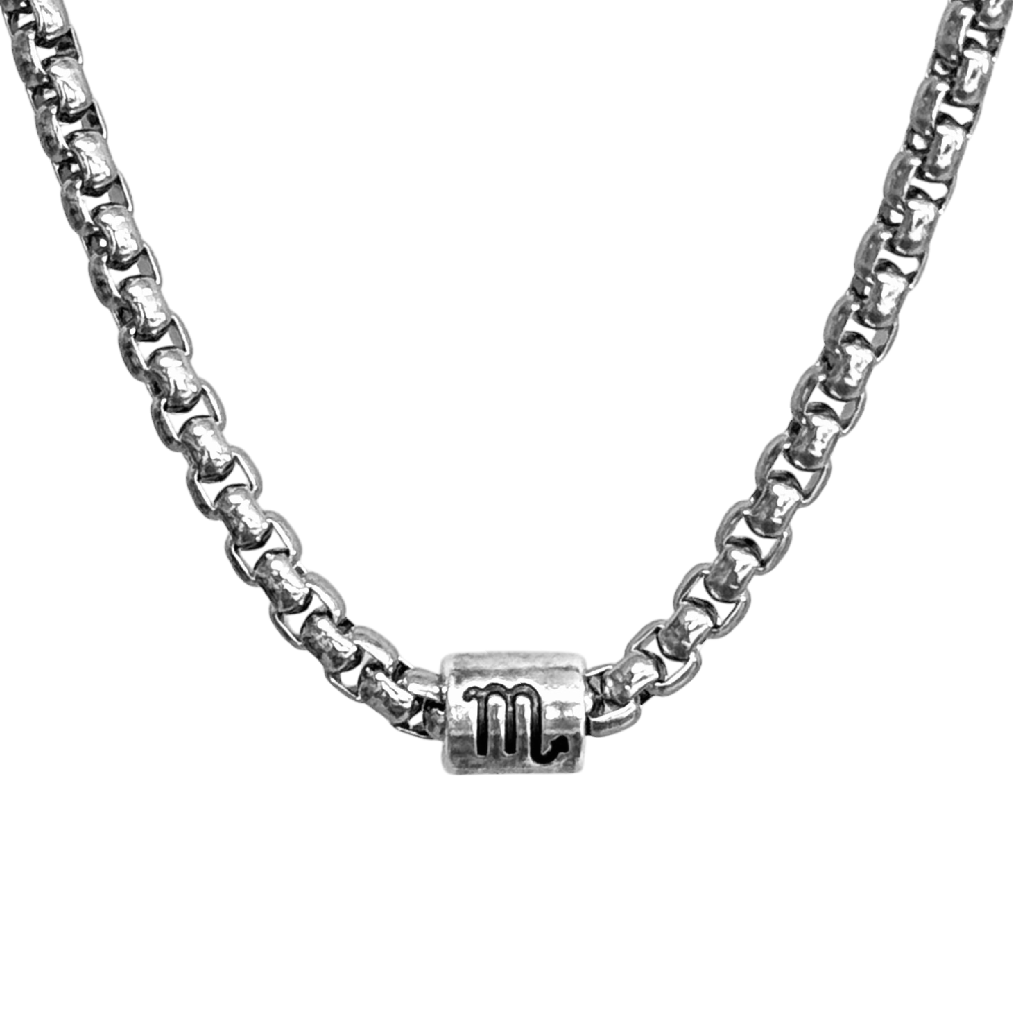Horoscope stainless steel box chain zodiac necklace