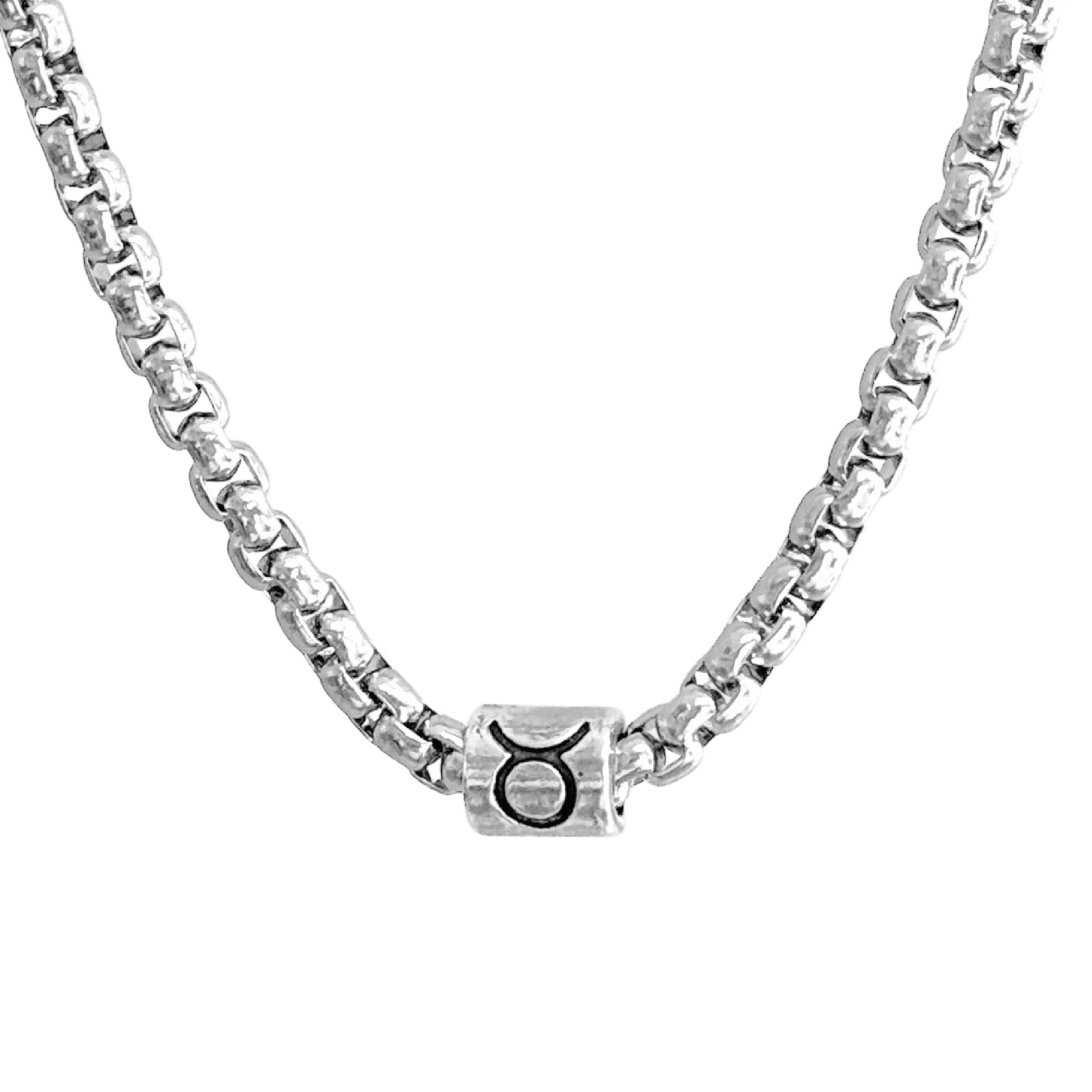 Horoscope stainless steel box chain zodiac necklace