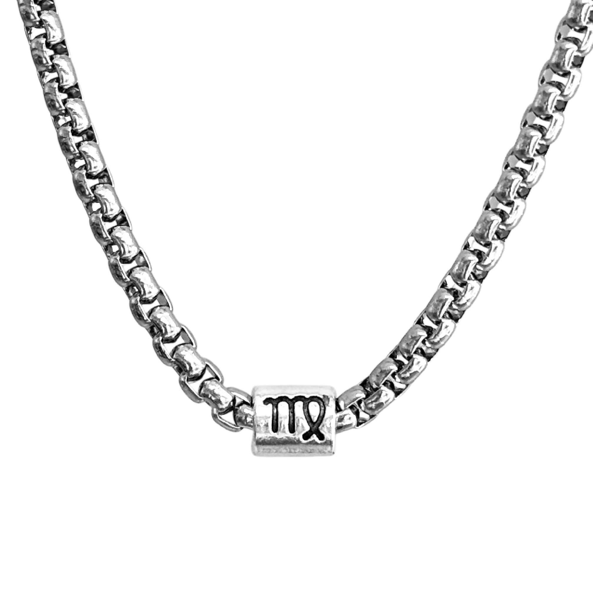 Horoscope stainless steel box chain zodiac necklace